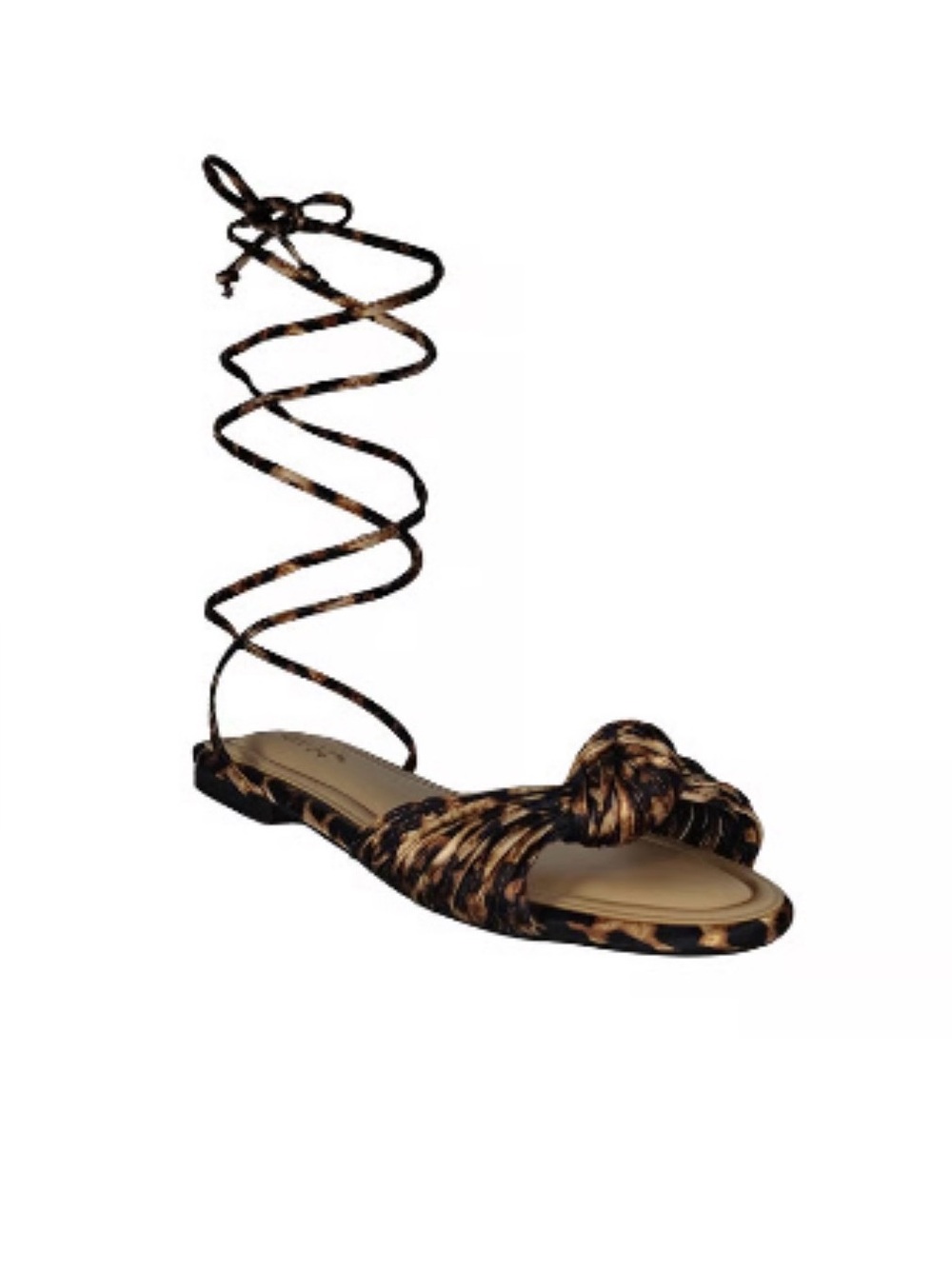 ON 34th women’s Jennieef SP Leopard 
Print Lace-Up Flat Sandal